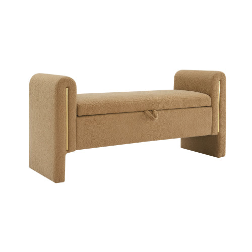 Teddy Fleece Storage Bench with Curved Arms and Metal Trim - product image 13