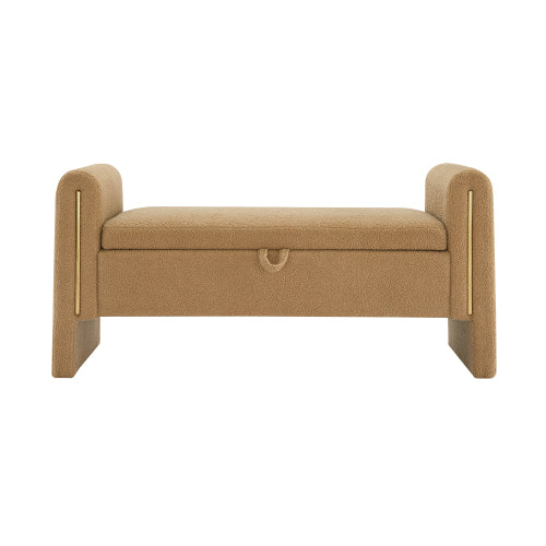 Teddy Fleece Storage Bench with Curved Arms and Metal Trim - product image 14