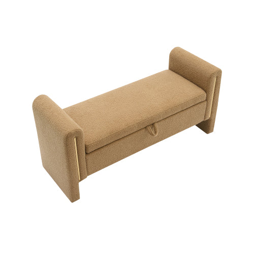 Teddy Fleece Storage Bench with Curved Arms and Metal Trim - product image 15