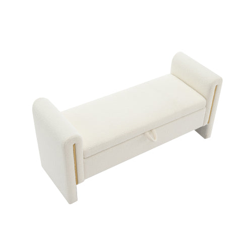 Teddy Fleece Storage Bench with Curved Arms and Metal Trim - product image 16