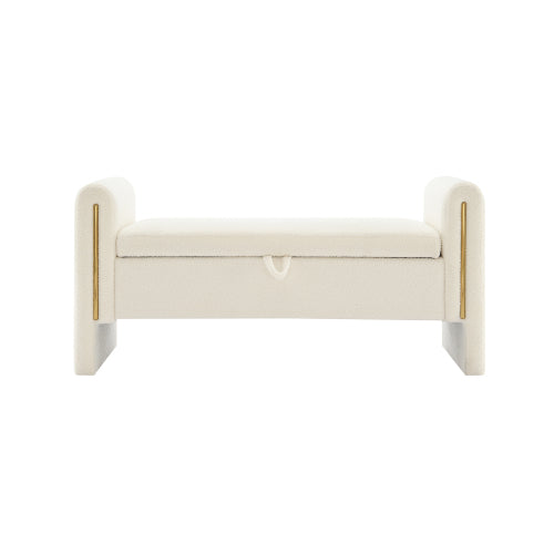 Teddy Fleece Storage Bench with Curved Arms and Metal Trim - product image 17