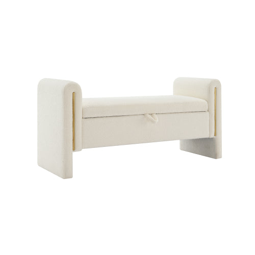 Teddy Fleece Storage Bench with Curved Arms and Metal Trim - product image 18