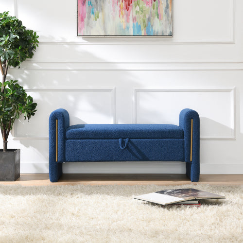 Teddy Fleece Storage Bench with Curved Arms and Metal Trim - product image 22