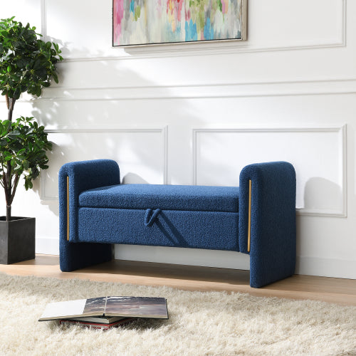 Teddy Fleece Storage Bench with Curved Arms and Metal Trim - product image 23