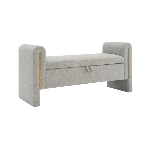 Teddy Fleece Storage Bench with Curved Arms and Metal Trim - product image 5