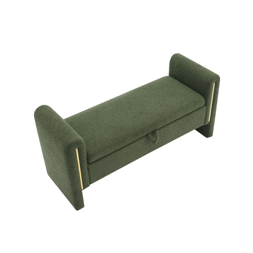 Teddy Fleece Storage Bench with Curved Arms and Metal Trim - product image 10