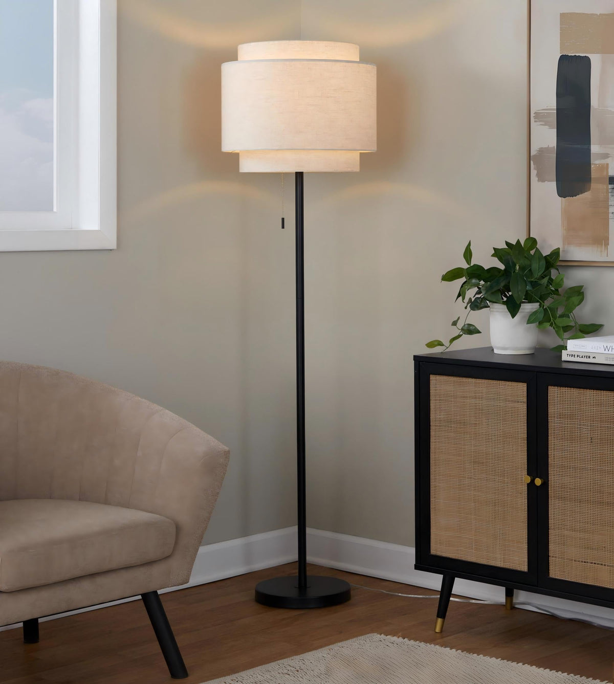 Tier 64" Contemporary Metal Floor Lamp - Sonkuki