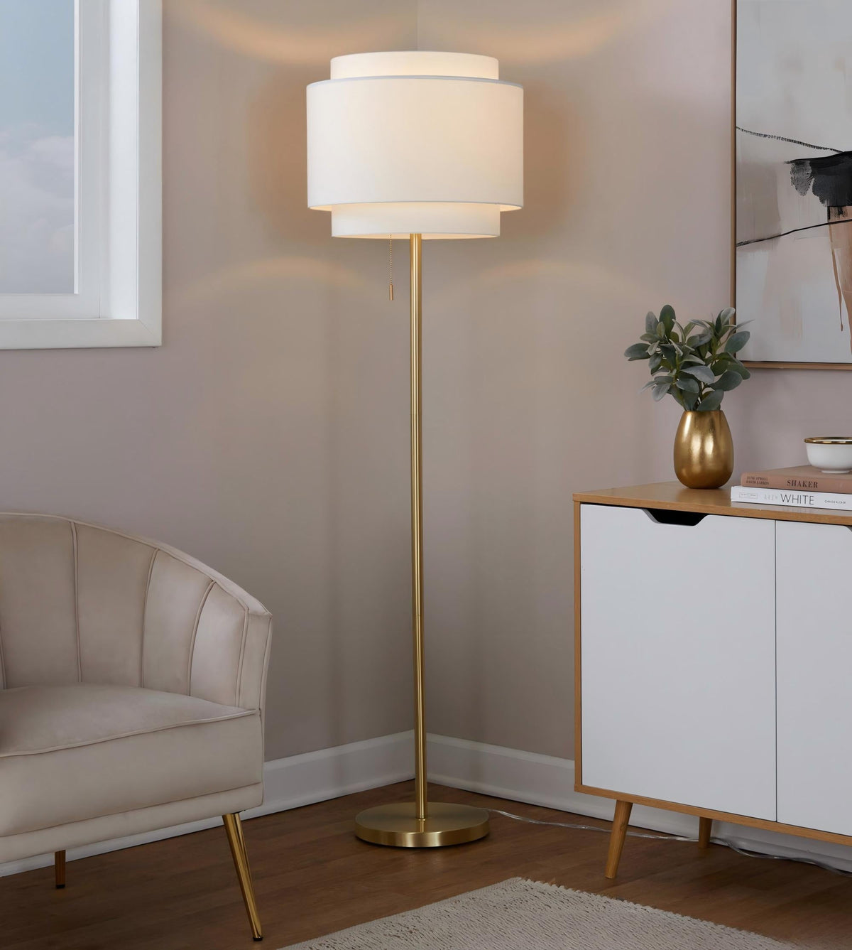 Tier 64" Contemporary Metal Floor Lamp - Sonkuki