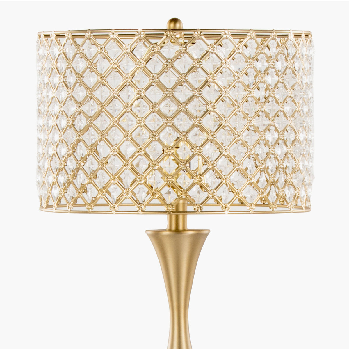 Topaz 27.5" Glam/art Deco Metal Table Lamp in Gold Metal with Clear K9 Crystal and Metal Shade from Grandview Gallery by LumiSource - Sonkuki