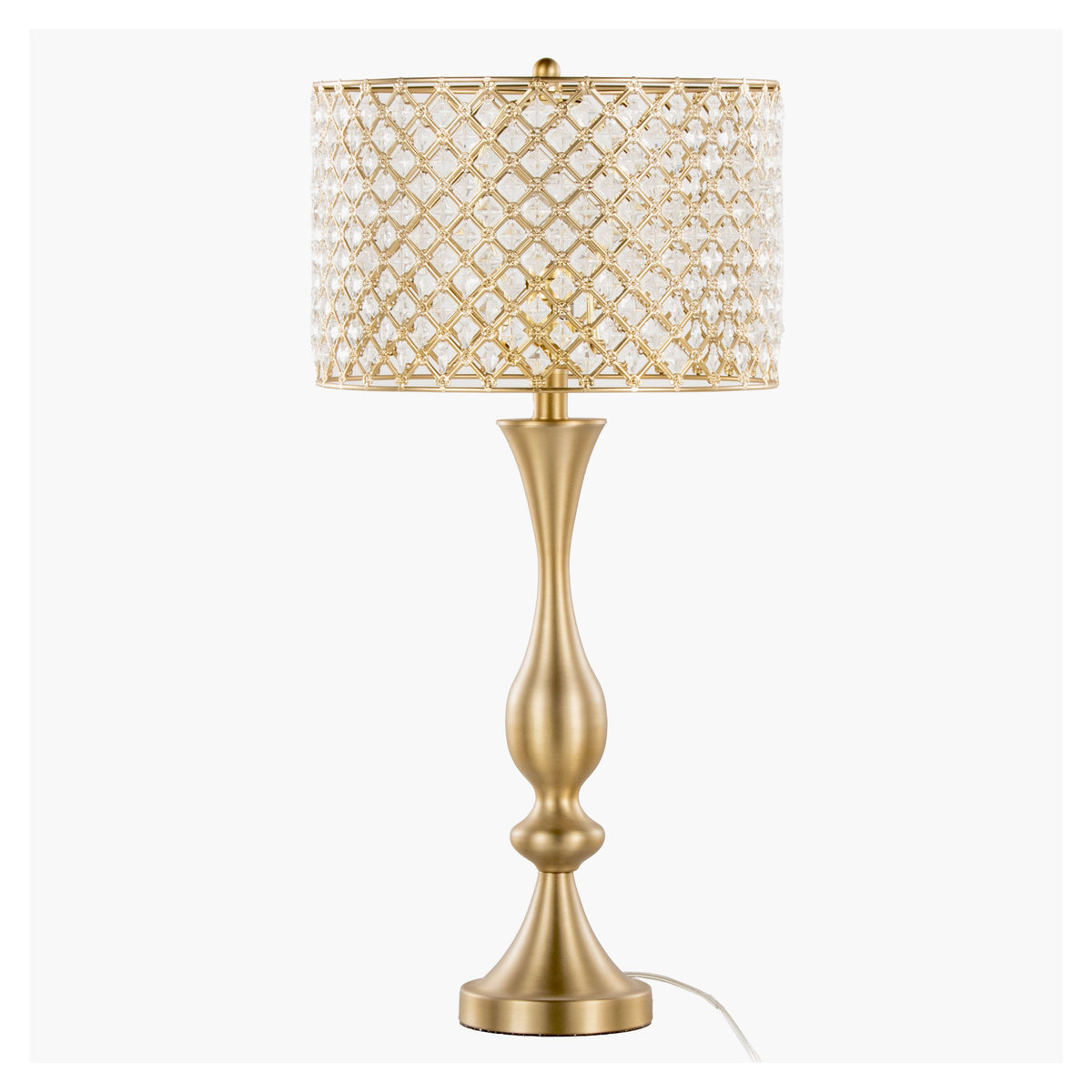 Topaz 27.5" Glam/art Deco Metal Table Lamp in Gold Metal with Clear K9 Crystal and Metal Shade from Grandview Gallery by LumiSource - Sonkuki