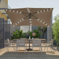 SONKUKI LED 10 x 6.5ft Aluminum Patio Market rectangle Outdoor Umbrellas with Solar Lights and Sturdy Ribs - Sonkuki