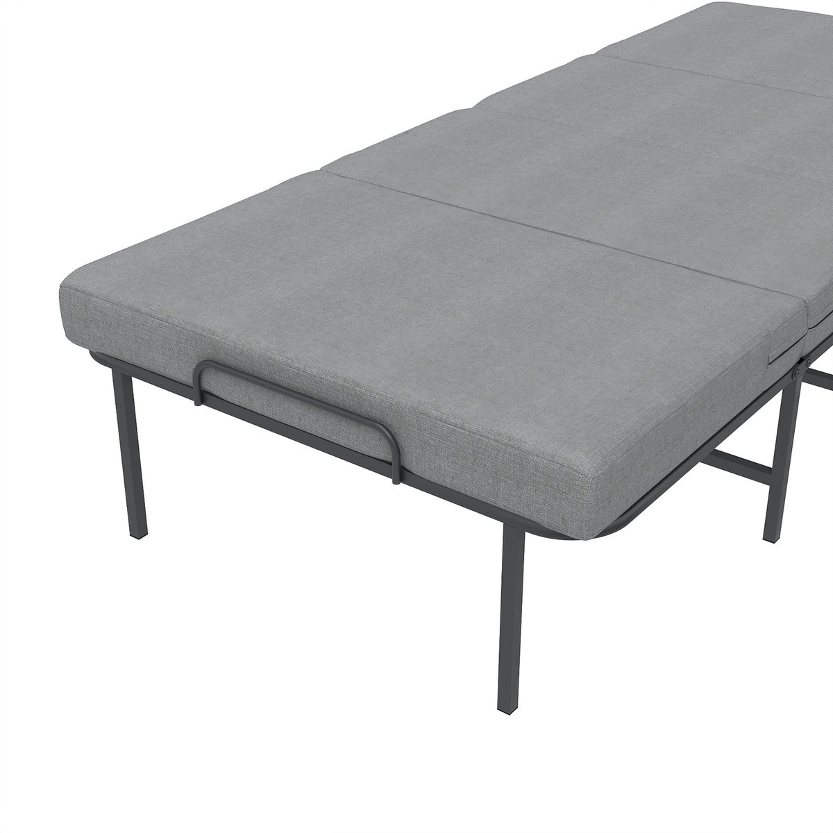 Twin Portable Quad-Fold Guest Bed with Memory Foam Mattress, Dust Cover and Locking Casters - Sonkuki