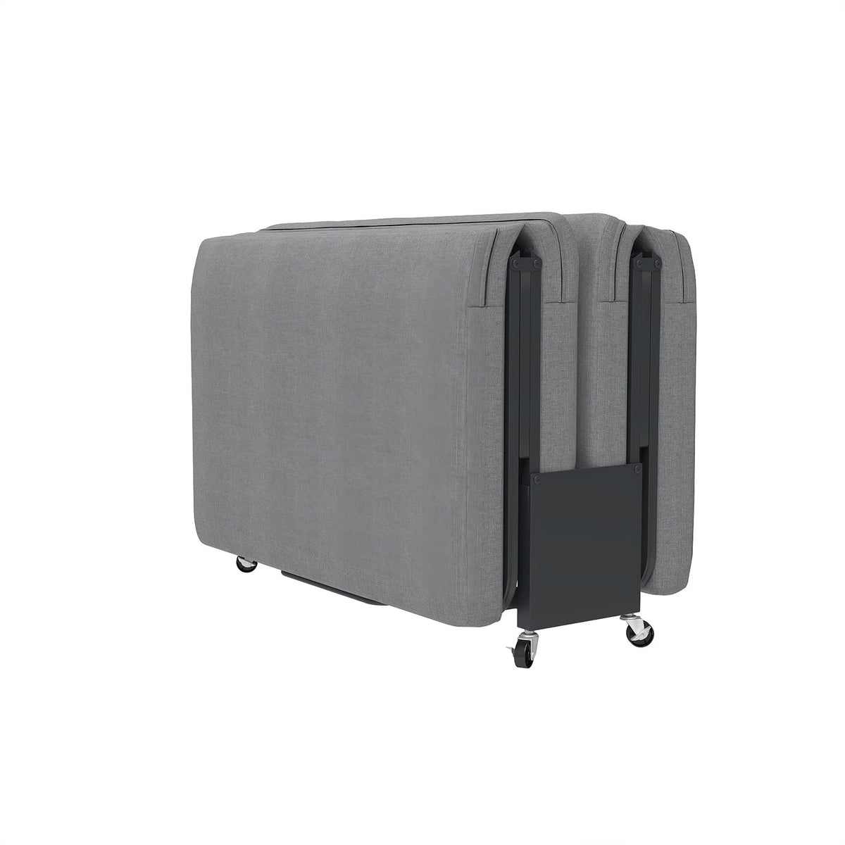 Twin Portable Quad-Fold Guest Bed with Memory Foam Mattress, Dust Cover and Locking Casters - Sonkuki