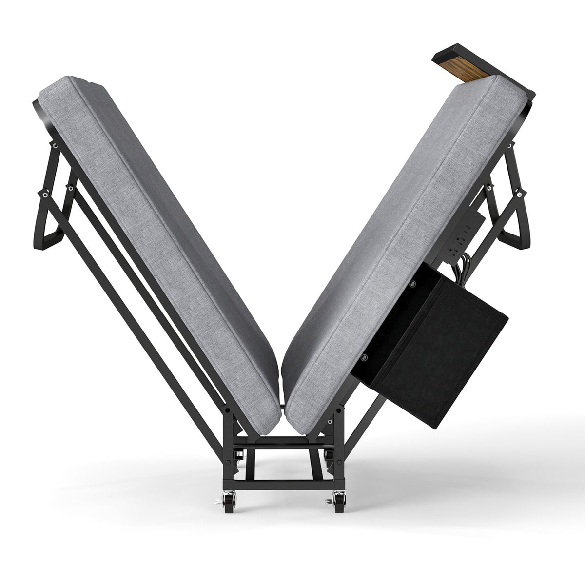Twin Upgraded Bi-Fold Guest Bed with Headboard, Charging Station, Side Pocket and Locking Casters - Sonkuki