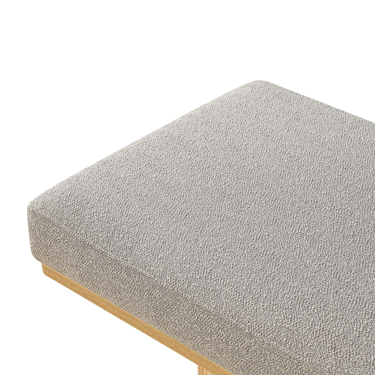 Upholstered Bench with Black Chunky Legs Light Grey Boucle Fabric Contemporary Style Bed-end Bench for Bedroom Living Room - Sonkuki