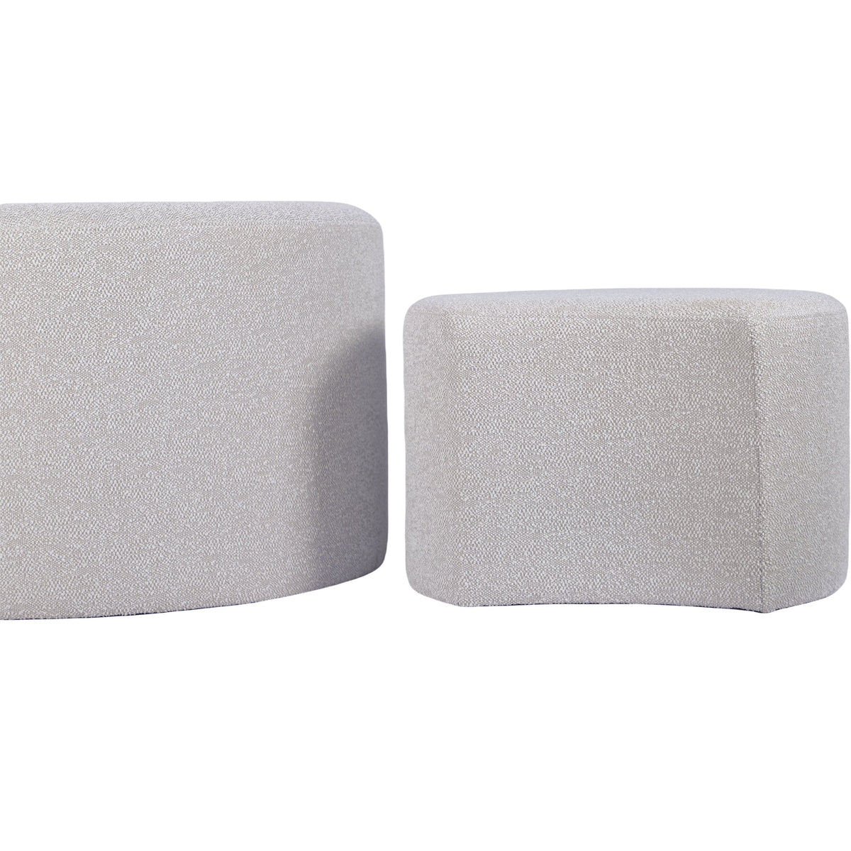 Upholstered Nesting Coffee Tables (Set of 2), Side Table, Footrest, Ottoman & Seat for Living Room Bedroom Entryway Office, Beige Yarn Dyed Fabric - Sonkuki