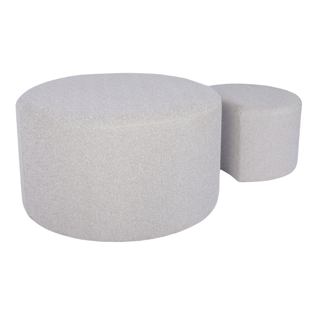 Upholstered Nesting Coffee Tables (Set of 2), Side Table, Footrest, Ottoman & Seat for Living Room Bedroom Entryway Office, Beige Yarn Dyed Fabric - Sonkuki