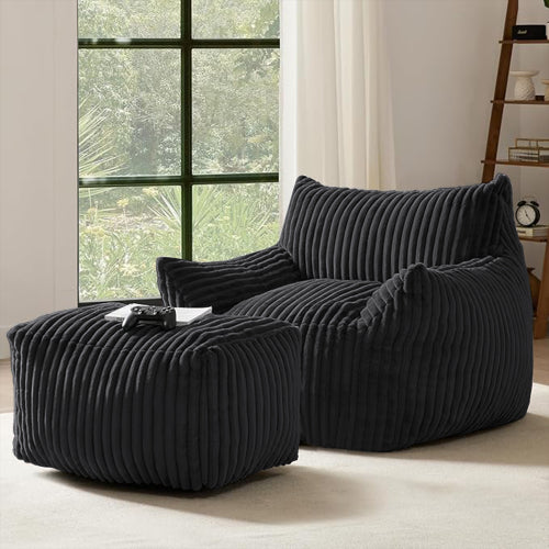 HZ55PMJT-HEISE Suede Sofa Chair with Ottoman - 5-Zone Support & Compact Boxed Delivery - main product image