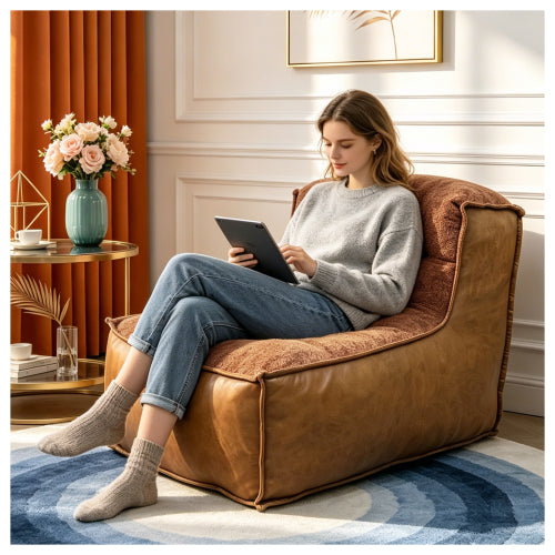 Elegant Single-Seater Armchair with Sculptural Backrest and Integrated Side Table for Enhanced Living Room Comfort and Style - main product image