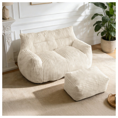 Double sofa with Footrest, Cloud-Love Oversized 2-Seater Fluffy Bean Bag Chair for Living Room & Bedroom - main product image