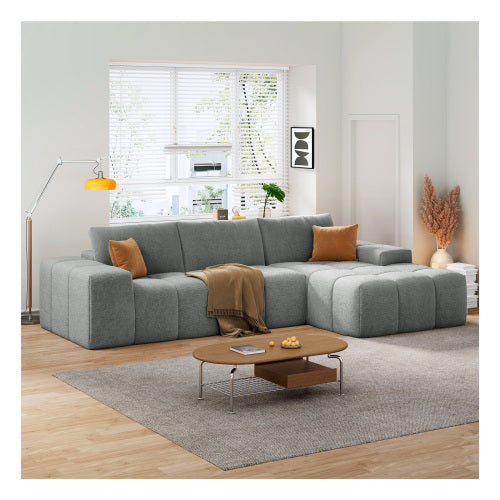 L-shaped modular combination sofa, no assembly required, deep seat sofa with 3 cushions, soft fabric upholstery, suitable for modern lounge chairs in living rooms and bedrooms - main product image