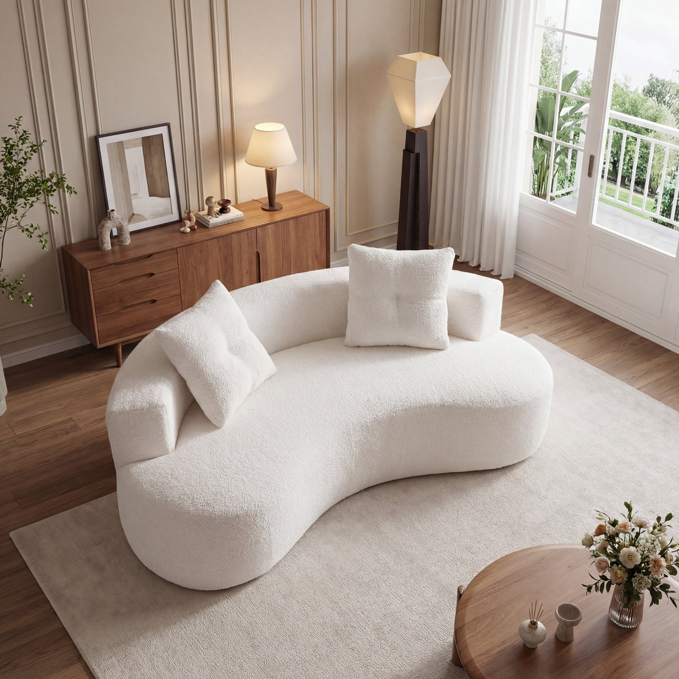 79.5" 3 Seater Couch for Living Room, Boneless Couch with 2 Pillows,Upholstered Floor Sofa - main product image