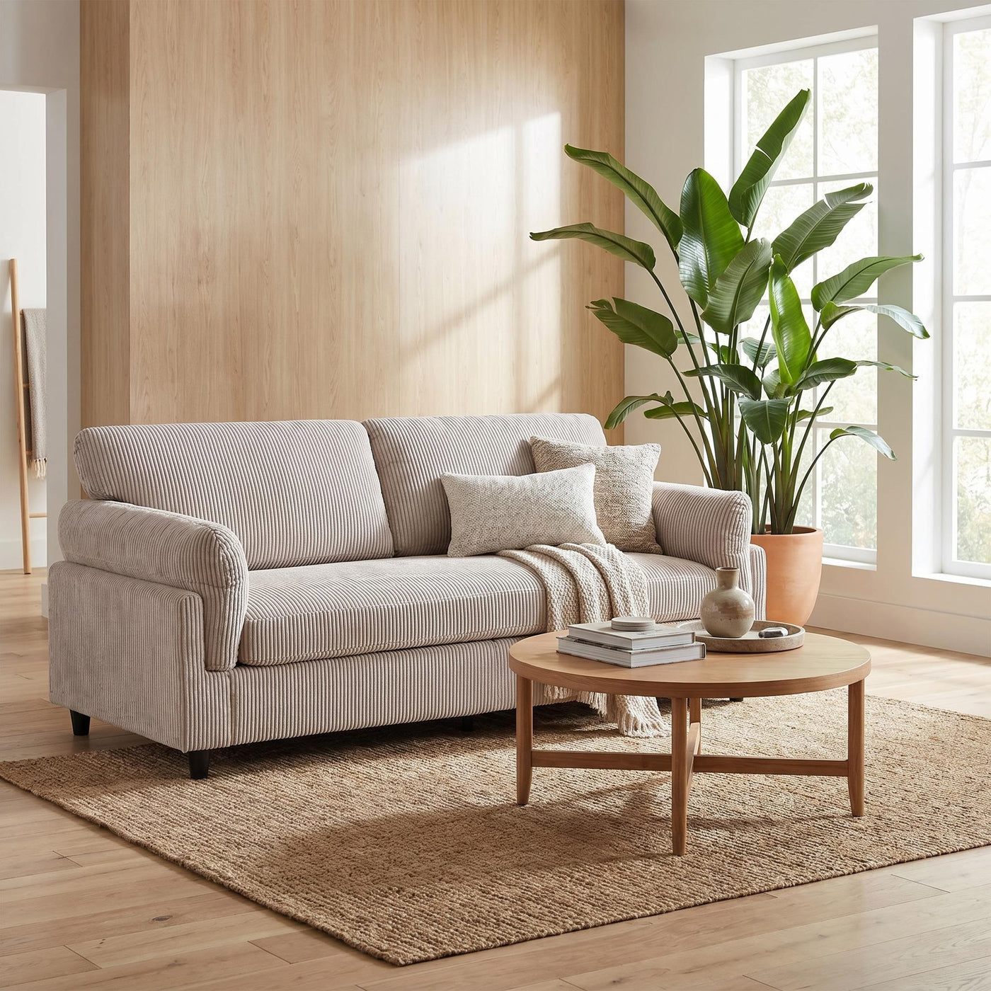 82.6" Corduroy Loveseat Sofa, Mid-Century Modern 2-Seater Couch, Iron & Wood Frame Construction,Soft Fabric Upholstered Love Seat for Living Room & Bedroom - main product image