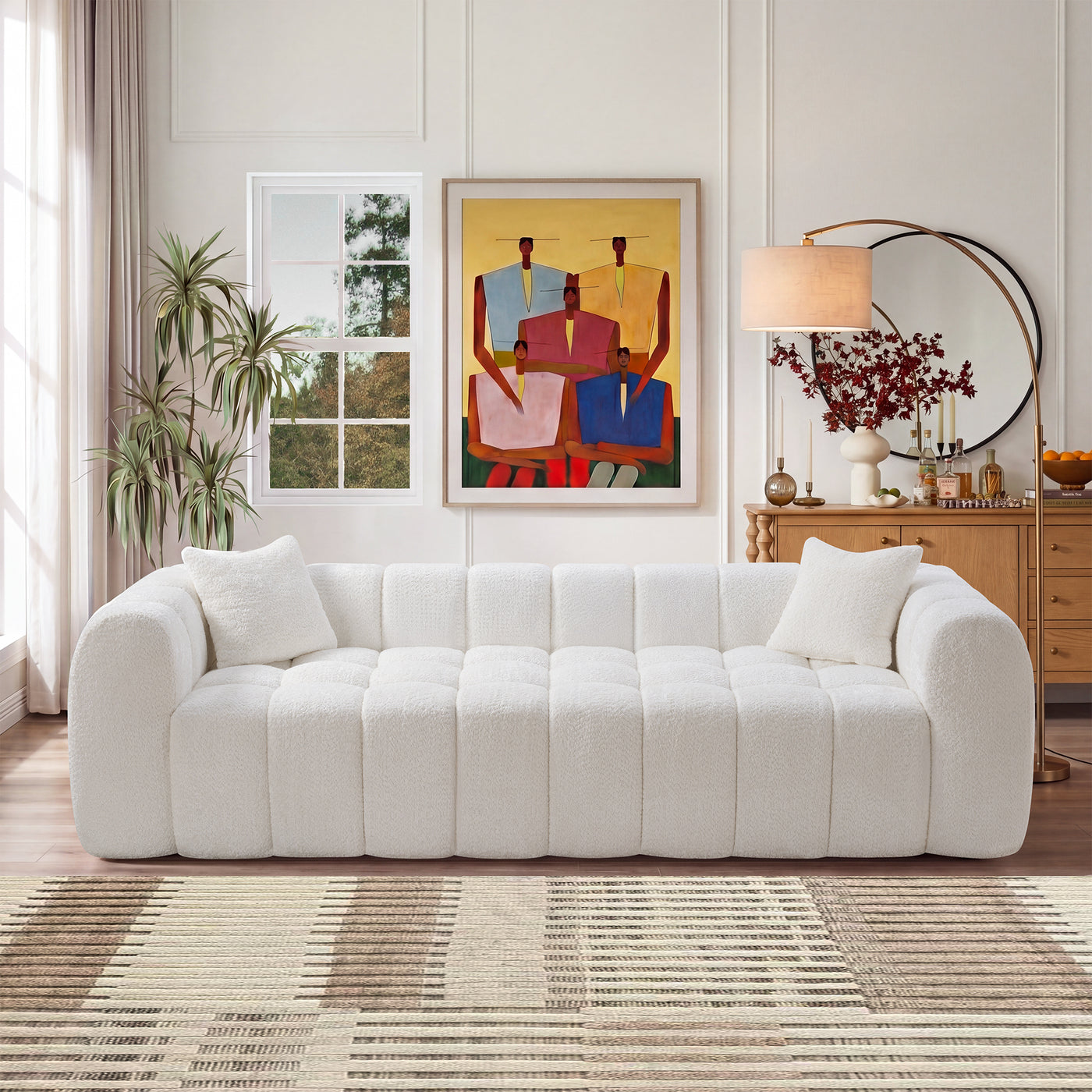 Marshmallow Cloud Compressed Sofa, 102.7" Oversized with Two Cushions, Modern Soft Boucle Sofa for Living Room, Apartment - main product image