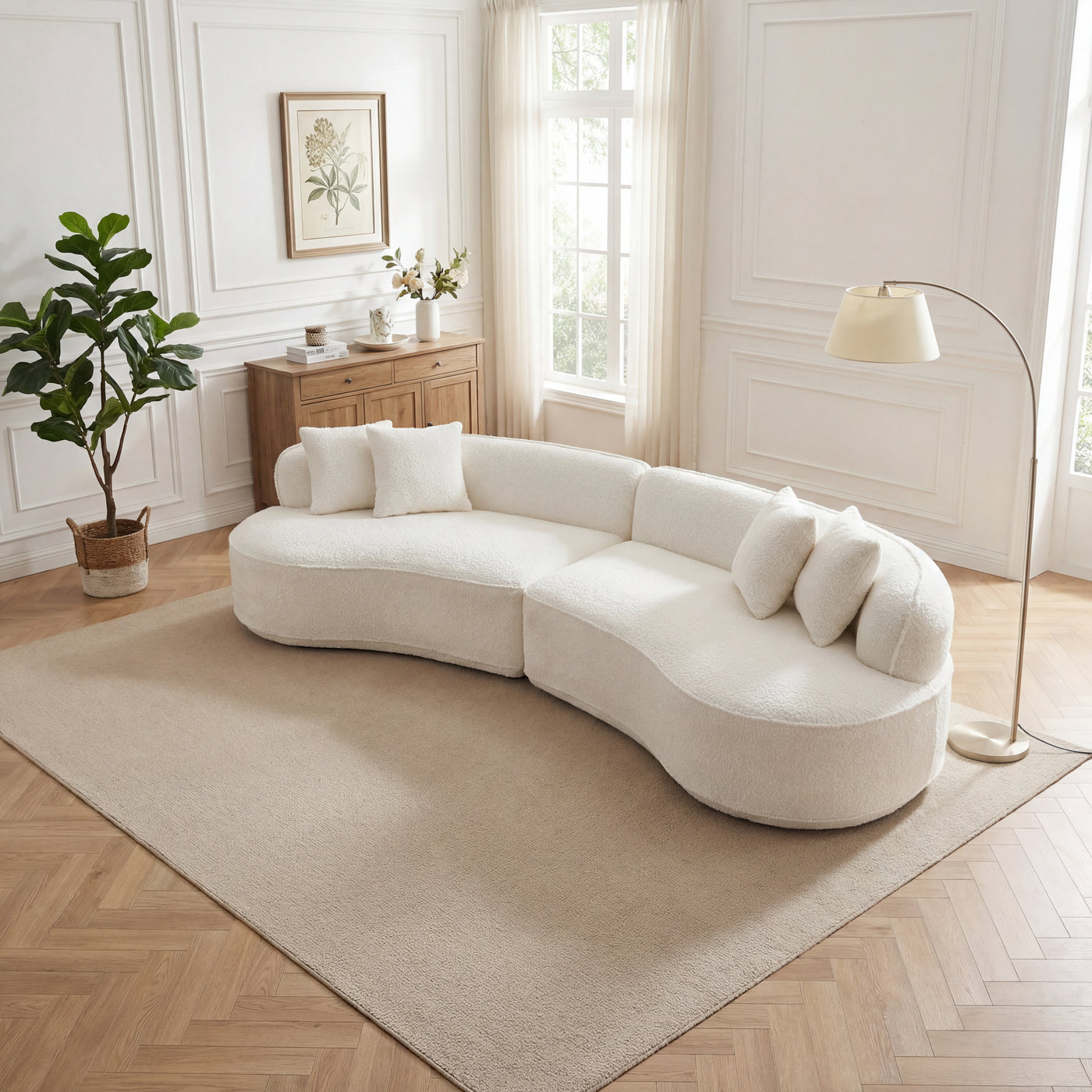 Modern Curved L-Shape Luxury Sectional Oversized Sofa: Minimalist Design, Comfy Sleeper Couch for Living Room, Apartment & Reception Spaces,No Assembly Required - main product image