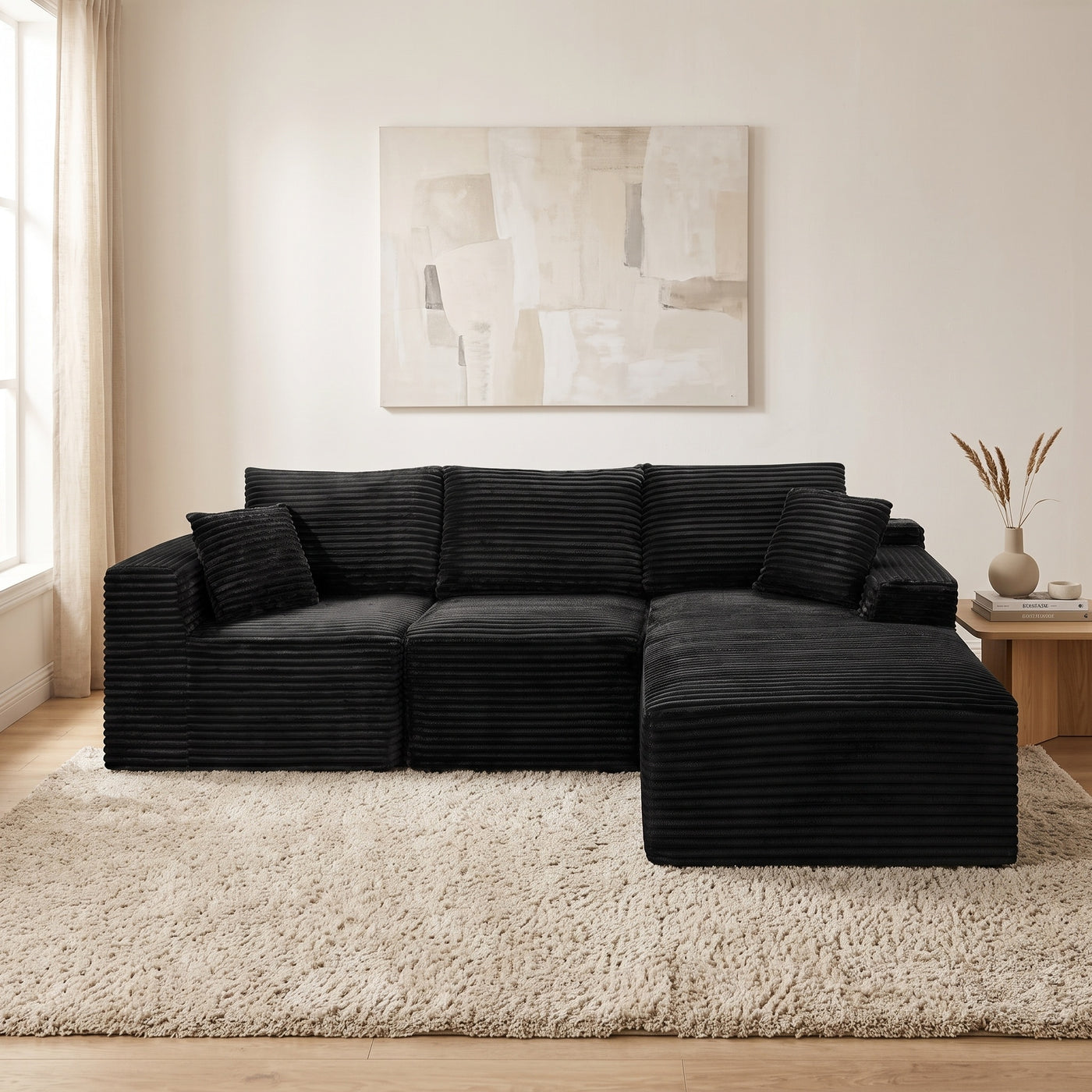 103.9"Cloud Modular Sectional Sofa Couch with L-Shape Chaise,Modern Minimalist Upholstered Couches for Living Room Bedroom,Deep Seat Corner Couch,No Assembly Required - main product image