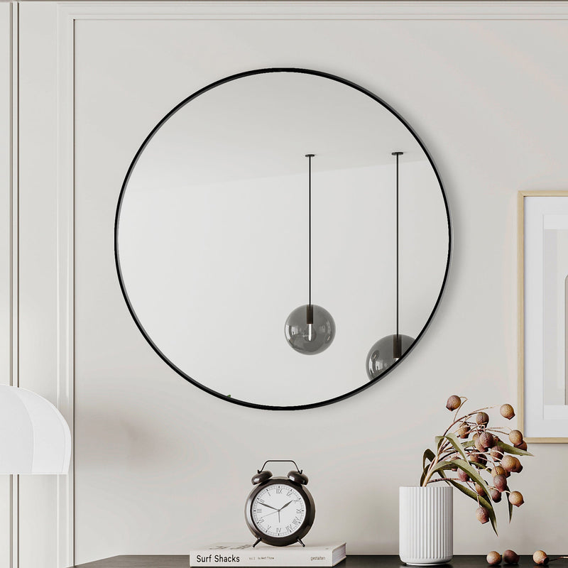 Wall Mirror Circular Metal Framed Round Vanity Mirror - Sonkuki