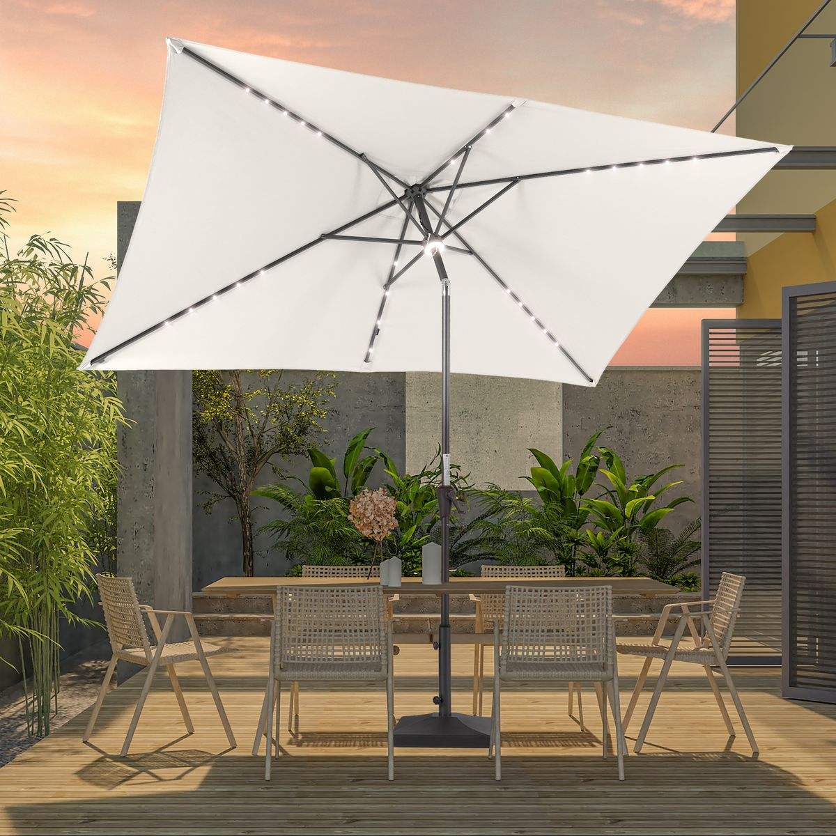 SONKUKI CFS 10x6.5ft LED Market Umbrella.