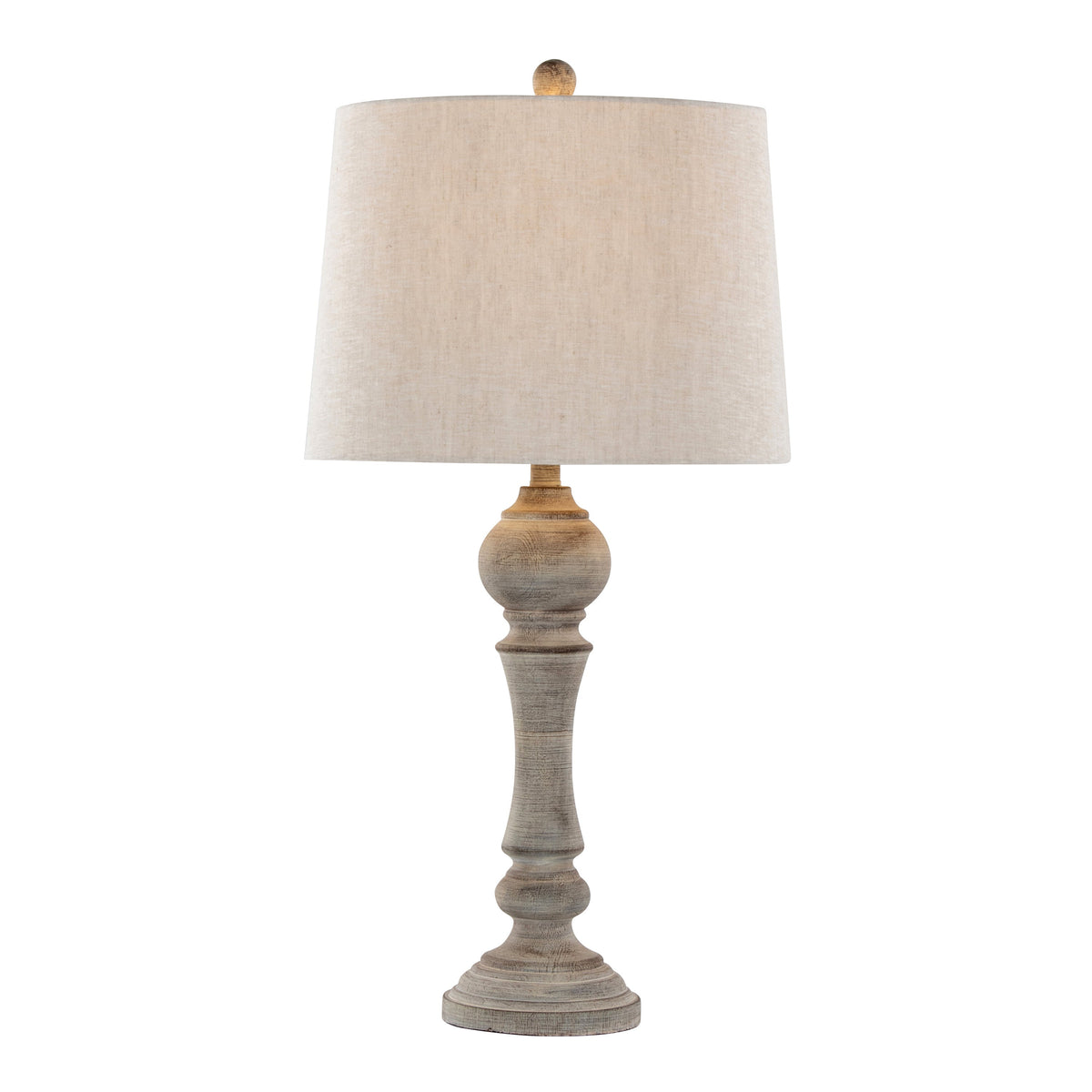 Winston 32" Farmhouse Polyresin Table Lamp in Reclaimed Grey Polyresin with Oat Linen Shade from Grandview Gallery by LumiSource - Set of 2 - Sonkuki