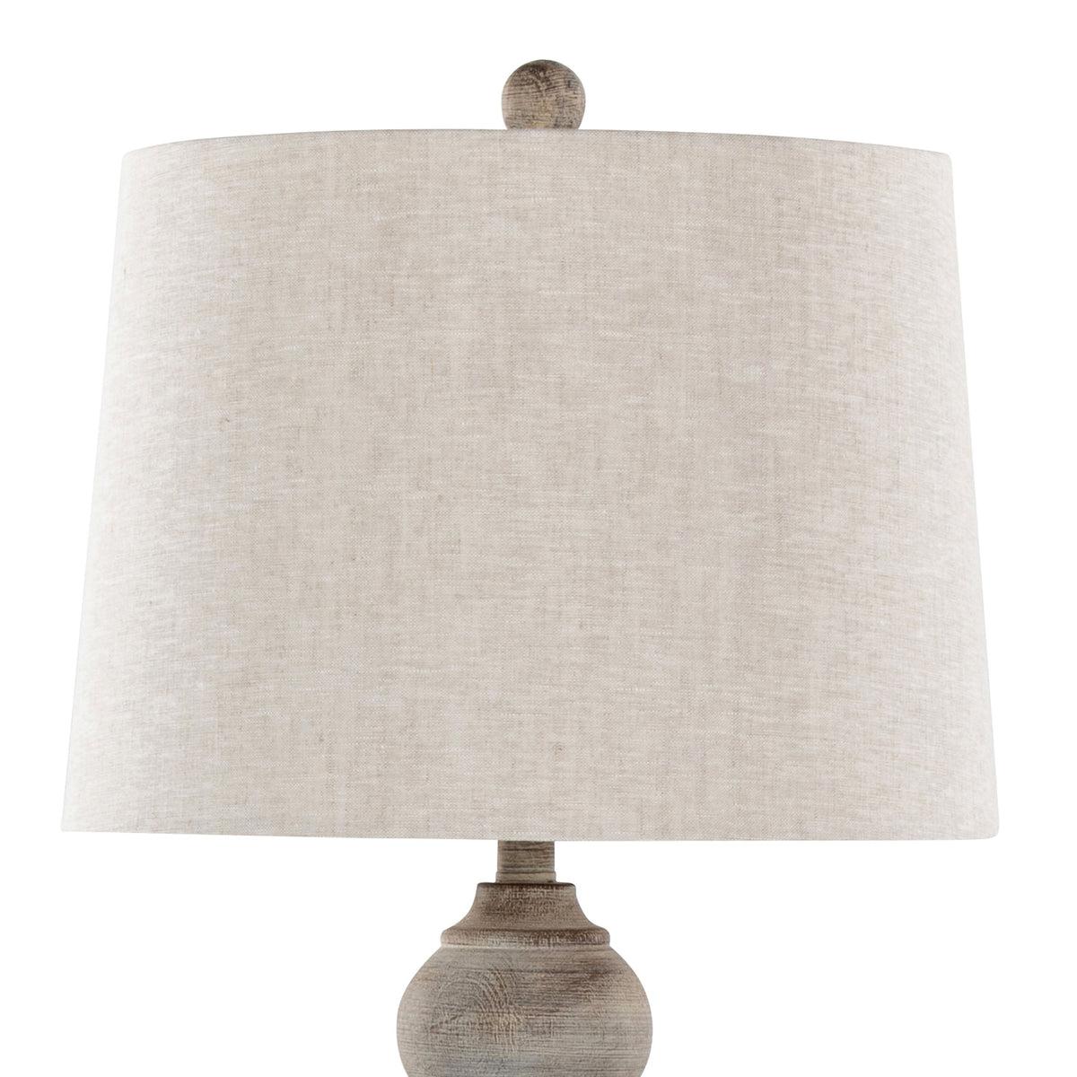 Winston 32" Farmhouse Polyresin Table Lamp in Reclaimed Grey Polyresin with Oat Linen Shade from Grandview Gallery by LumiSource - Set of 2 - Sonkuki