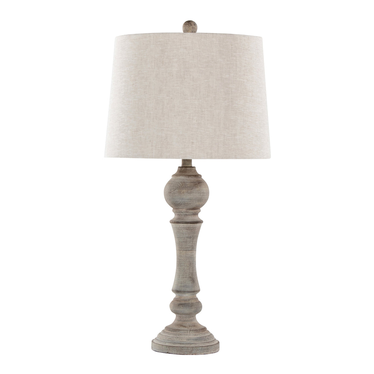 Winston 32" Farmhouse Polyresin Table Lamp in Reclaimed Grey Polyresin with Oat Linen Shade from Grandview Gallery by LumiSource - Set of 2 - Sonkuki