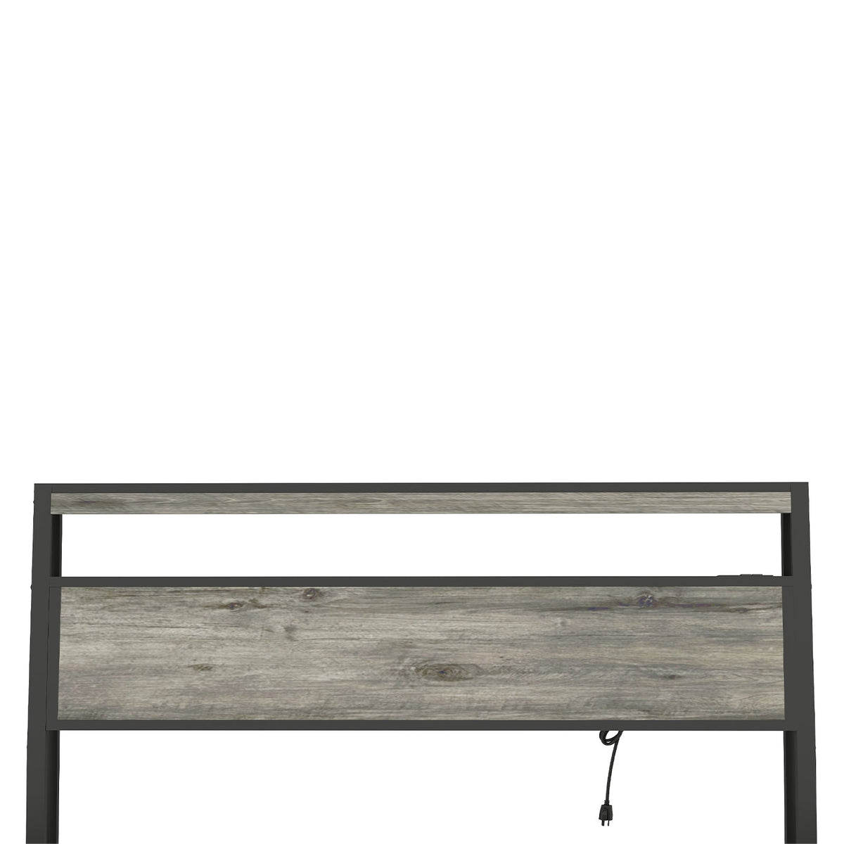 Wood-Grain Platform Bed with Storage Headboard, RGB LED Lights and Charging Station - Sonkuki
