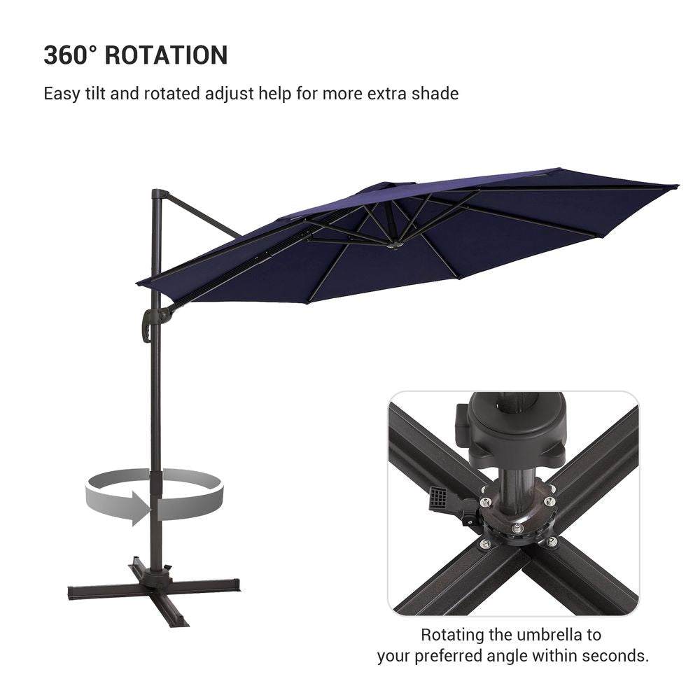 SONKUKI 10ft Patio Outdoor Cantilever Rotatable UPF80+ Patio Umbrella - Sonkuki