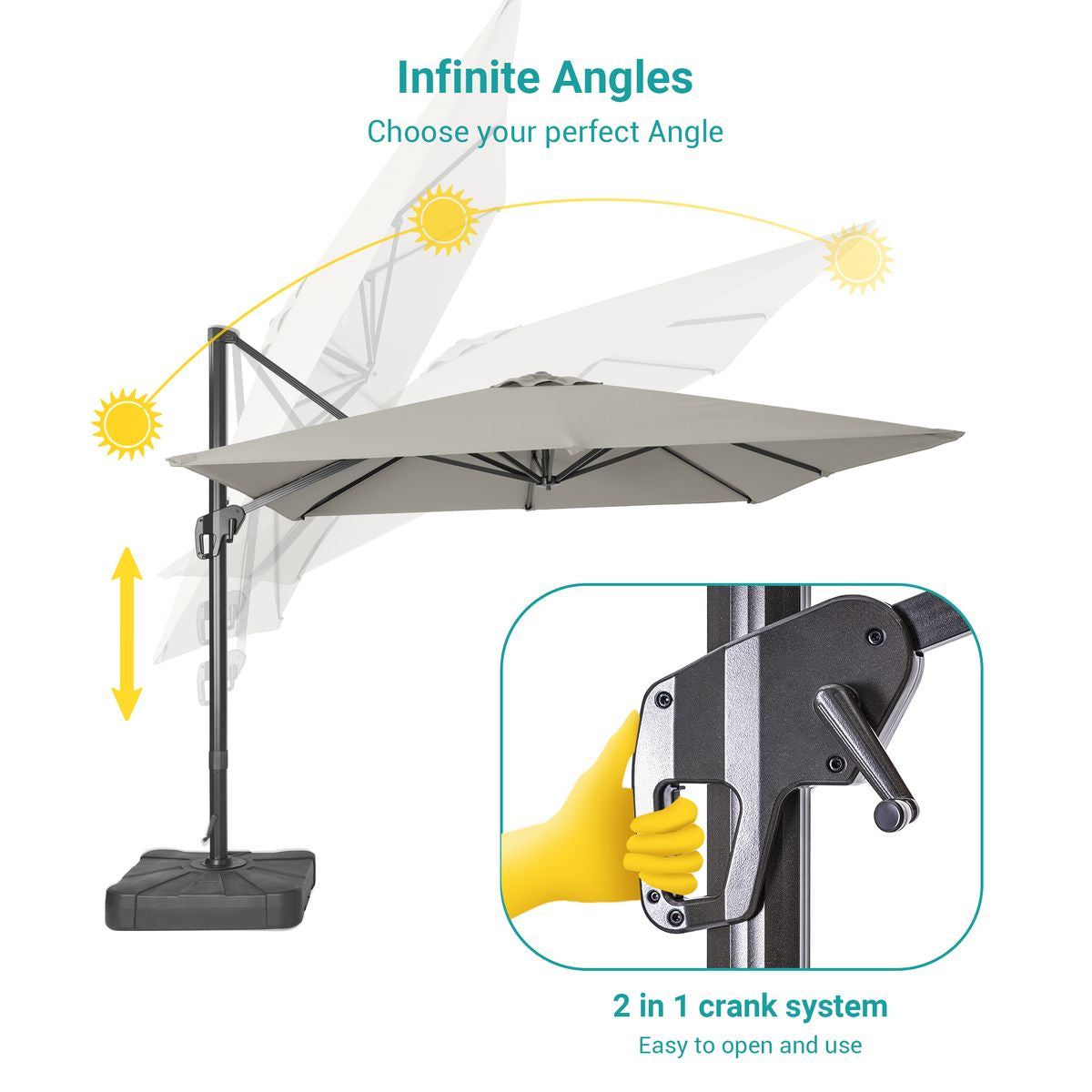 SONKUKI 10x10ft Cantilever Umbrella Pro.