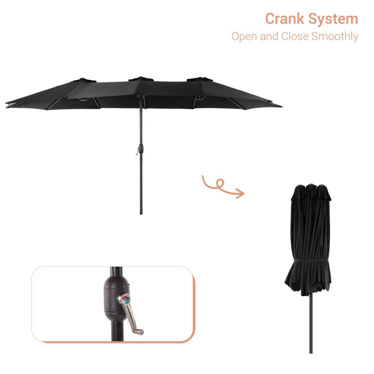 SONKUKI 15 x 9ft Double-Sided Patio Umbrella.