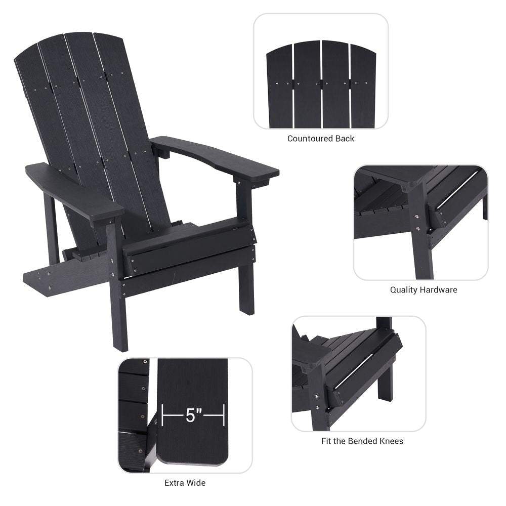 SONKUKI Patio Adirondack Chair Outdoor Plastic Single Chair 300 Lbs for Deck and Balcony Multi-Use.