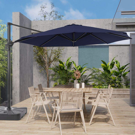 SONKUKI 11Ft Water-repellent UV Protection Outdoor Cantilever Umbrella With a Base - Sonkuki