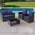 SONKUKI Outdoor Furniture 4-Piece Conversation Set Rattan Sectional Patio Sofa With Coffee Table and Loveseat - Sonkuki