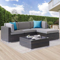 SONKUKI Outdoor Furniture 5 Pcs Sofa Sets Sectional PE Ratten Wicker All-Weather Couch - Sonkuki