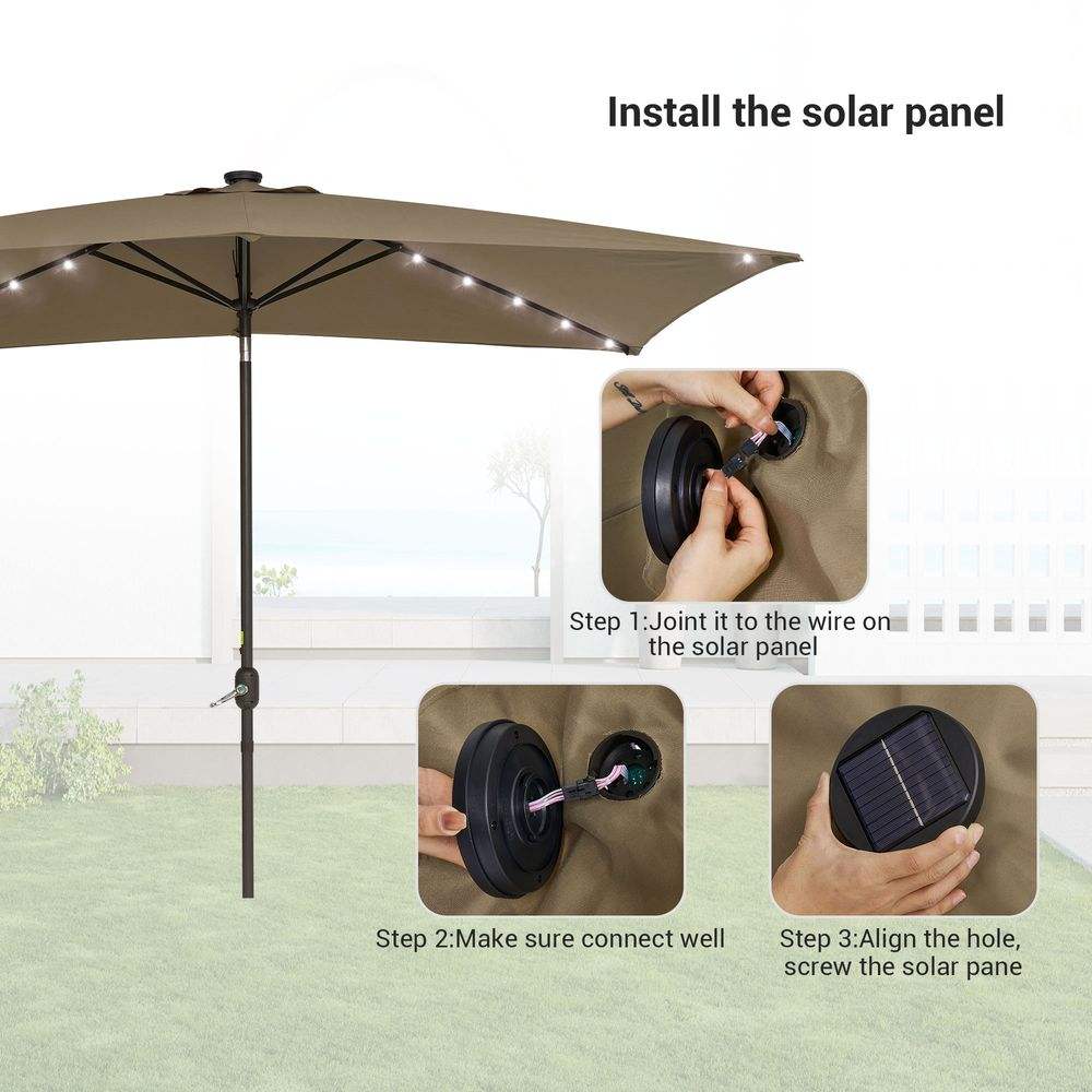 SONKUKI 10 x 6.5ft Aluminum LED Market Umbrellas.